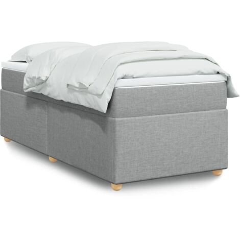 Cama box spring con colchón tela gris claro 90x190 cm