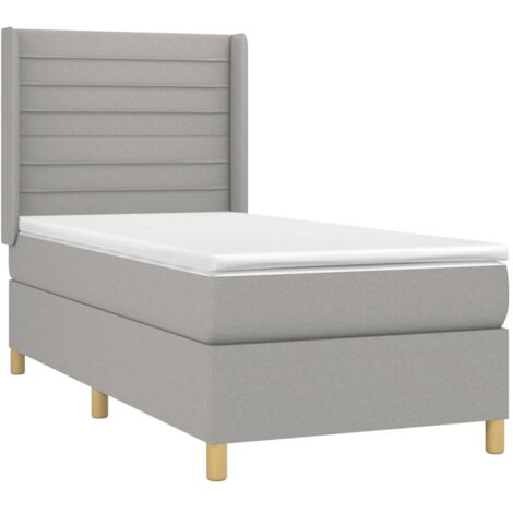Cama box spring con colchón tela gris claro 90x200 cm vidaXL