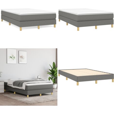 Cama box spring con colchón tela gris oscuro 120x190 cm - Colchón de muelles - Cama de muelles
