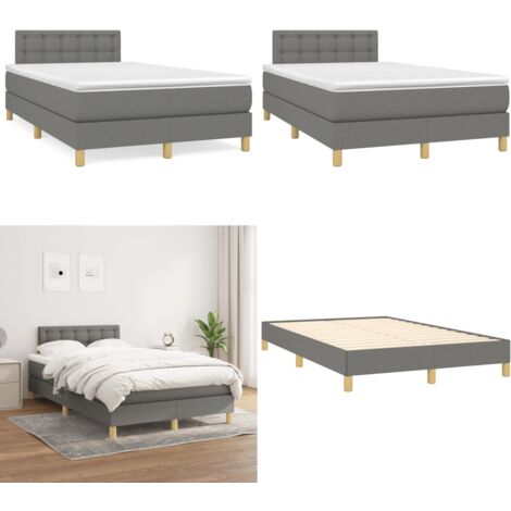 Cama box spring con colchón tela gris oscuro 120x190 cm - Colchón de muelles ensacados - Cama box spring