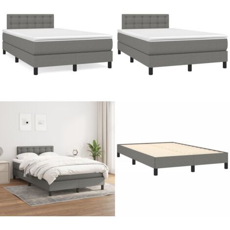 Cama box spring con colchón tela gris oscuro 120x190 cm - Colchón de muelles ensacados - Cama box spring