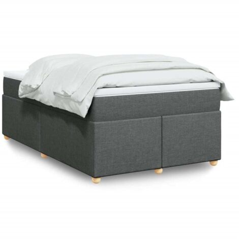 Cama box spring con colchón tela gris oscuro 120x200 cm