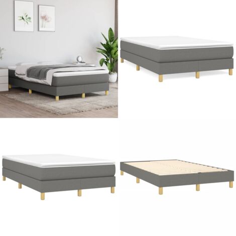 Cama box spring con colchón tela gris oscuro 120x200 cm - Colchón de muelles - Cama de muelles ensacados