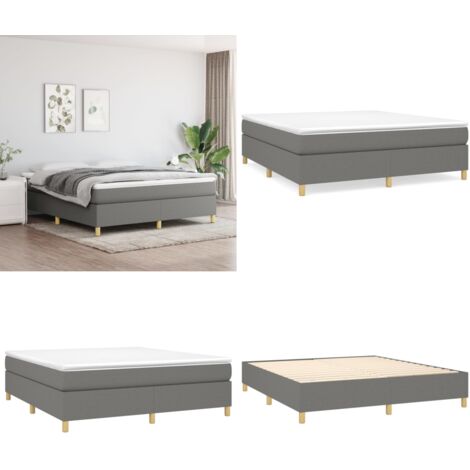 Cama box spring con colchón tela gris oscuro 160x200 cm - Colchón de muelles - Cama de muelles