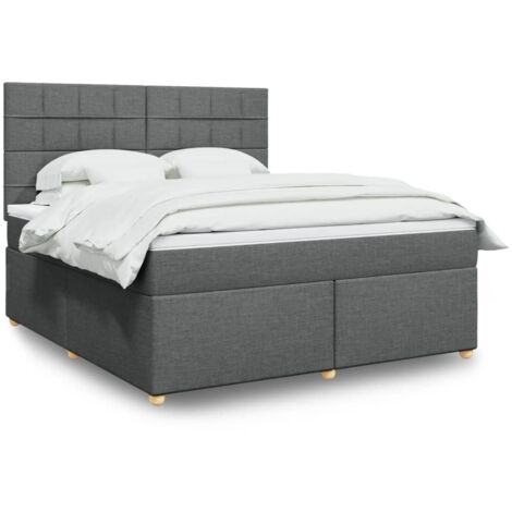 Cama box spring con colchón tela gris oscuro 180x200 cm vidaXL