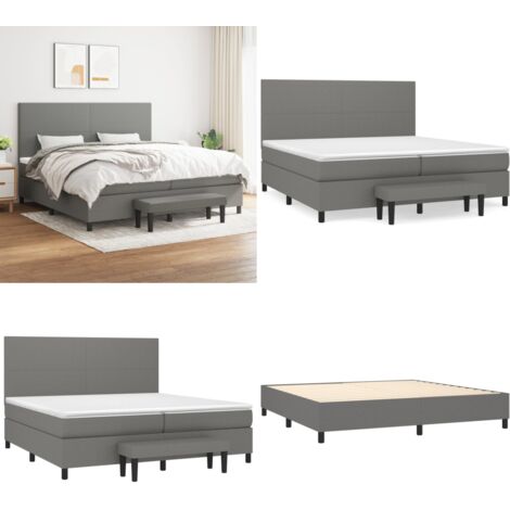 Cama box spring con colchón tela gris oscuro 200x200 cm - Colchón de muelles - Cama de muelles