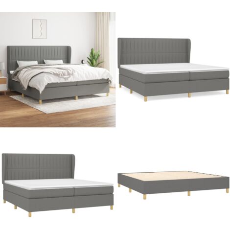 Cama box spring con colchón tela gris oscuro 200x200 cm - Colchón de muelles ensacados - Cama box spring