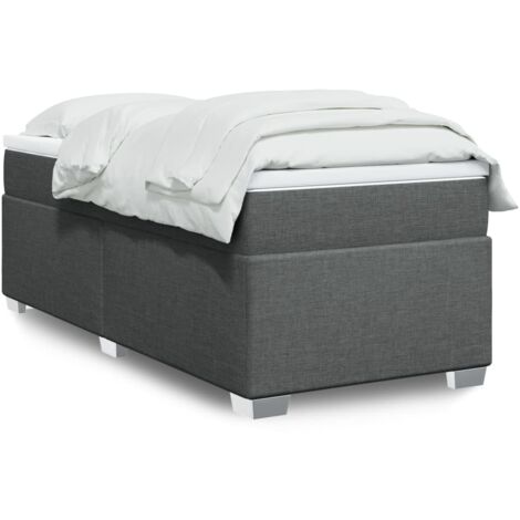 Cama box spring con colchón tela gris oscuro 80x200 cm