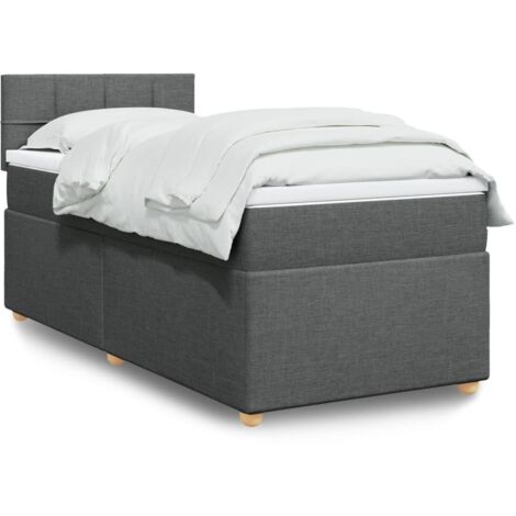 Cama box spring con colchón tela gris oscuro 80x200 cm