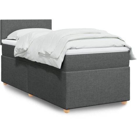 Cama box spring con colchón tela gris oscuro 80x200 cm