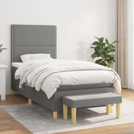 Cama box spring con colchón tela gris oscuro 90x200 cm vidaXL