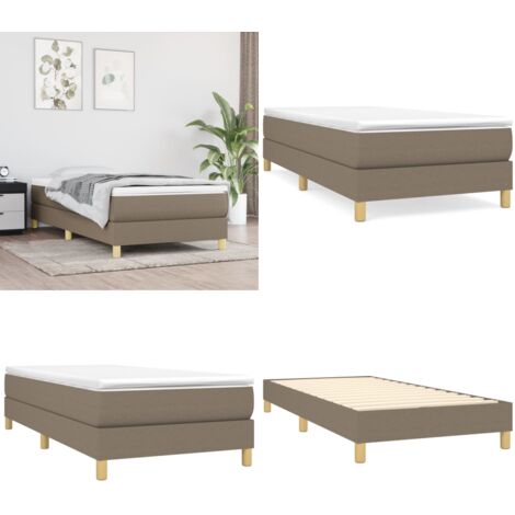 Cama box spring con colchón tela gris taupe 100x200 cm - Colchón ensacado - Cama box spring