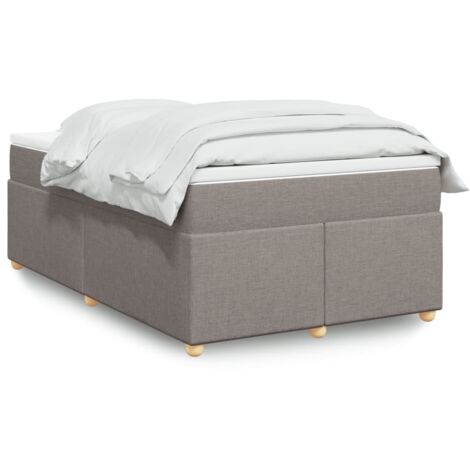 Cama box spring con colchón tela gris taupe 120x200 cm