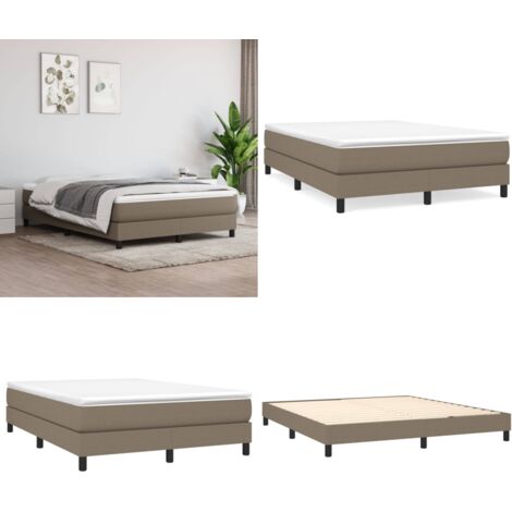 Cama box spring con colchón tela gris taupe 160x200 cm - Colchón de muelles - Cama de muelles
