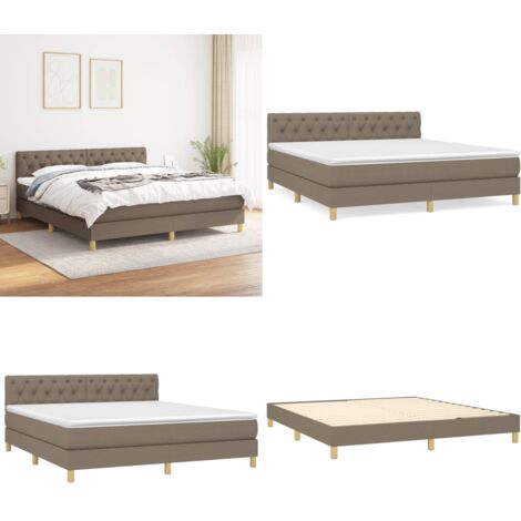 Cama box spring con colchón tela gris taupe 160x200 cm - Colchón de muelles ensacados - Cama box spring