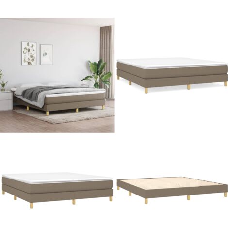 Cama box spring con colchón tela gris taupe 180x200 cm - Colchón de muelles - Cama de muelles