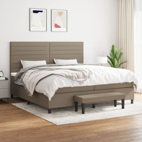 Cama box spring con colchón tela gris taupe 200x200 cm vidaXL