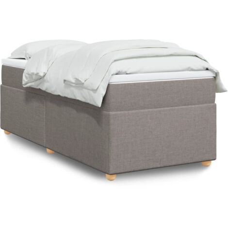 Cama box spring con colchón tela gris taupe 80x200 cm