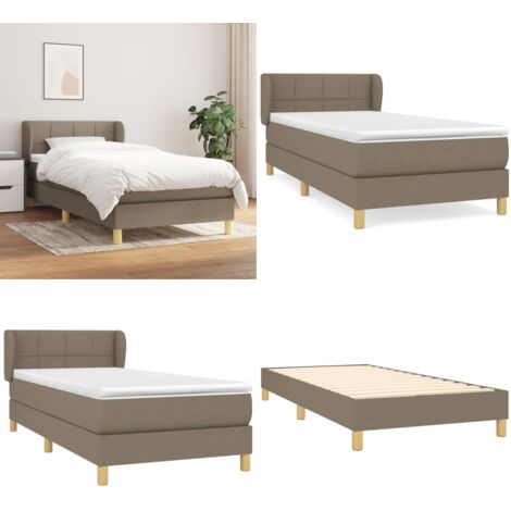 Cama box spring con colchón tela gris taupe 90x200 cm - Colchón de muelles ensacados - Cama box spring