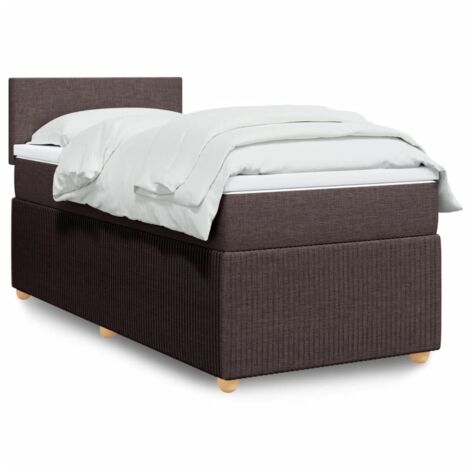 Cama box spring con colchón tela marrón oscuro 100x200 cm vidaXL