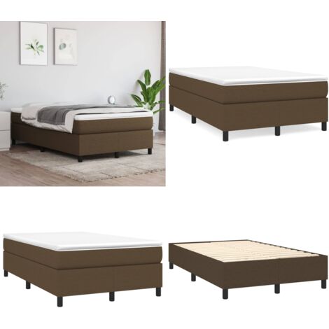 Cama box spring con colchón tela marrón oscuro 120x200 cm - Colchón de muelles - Cama de muelles