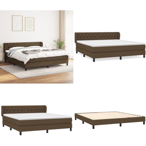 Cama box spring con colchón tela marrón oscuro 160x200 cm - Colchón de muelles - Cama box spring