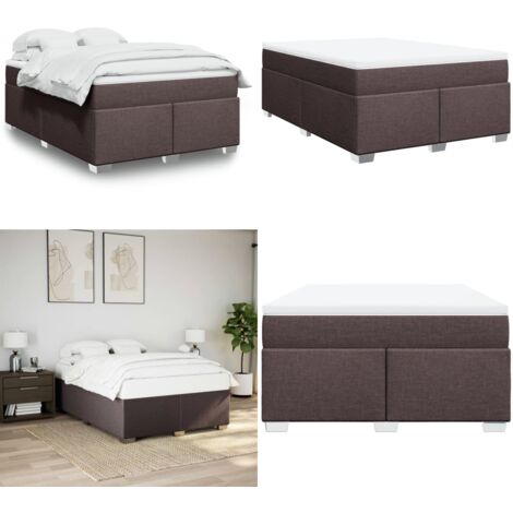 Cama box spring con colchón tela marrón oscuro 160x200 cm - Colchón de muelles - Cama de muelles ensacados