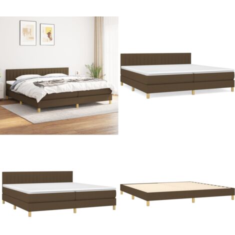 Cama box spring con colchón tela marrón oscuro 200x200 cm - Colchón de muelles - Cama de muelles
