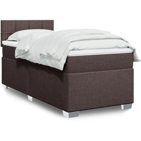 Cama box spring con colchón tela marrón oscuro 80x200 cm vidaXL