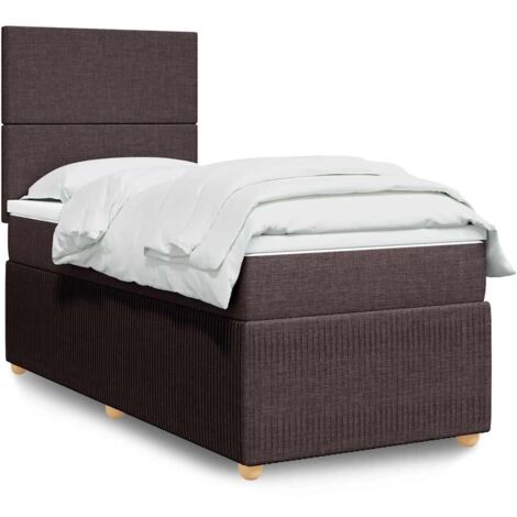 Cama box spring con colchón tela marrón oscuro 80x200 cm vidaXL