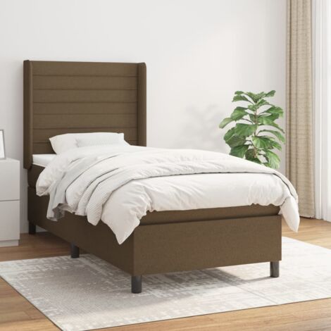 Cama box spring con colchón tela marrón oscuro 80x200 cm vidaXL