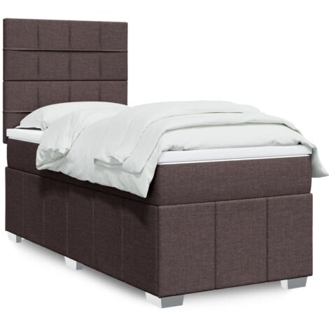 Cama box spring con colchón tela marrón oscuro 90x200 cm vidaXL