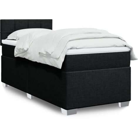 Cama box spring con colchón tela negro 100x200 cm