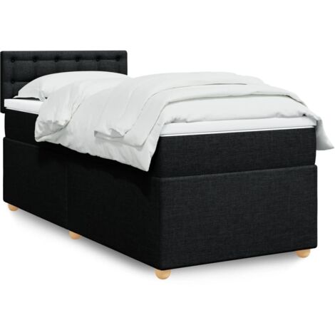 Cama box spring con colchón tela negro 100x200 cm