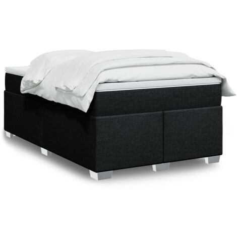 Cama box spring con colchón tela negro 120x190 cm