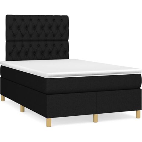Cama box spring con colchón tela negro 120x190 cm