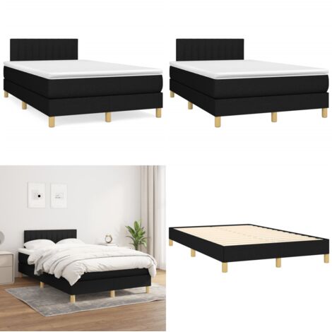 Cama box spring con colchón tela negro 120x190 cm - Colchón de muelles - Cama box spring
