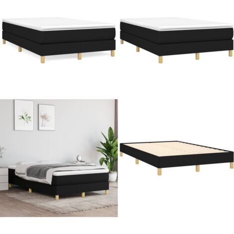 Cama box spring con colchón tela negro 120x190 cm - Colchón de muelles - Cama de muelles