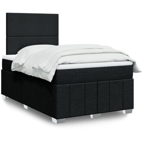 Cama box spring con colchón tela negro 120x200 cm