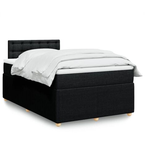 Cama box spring con colchón tela negro 120x200 cm