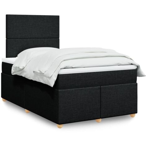 Cama box spring con colchón tela negro 120x200 cm