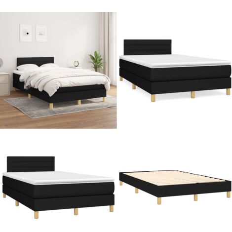 Cama box spring con colchón tela negro 120x200 cm - Colchón de muelles - Cama box spring