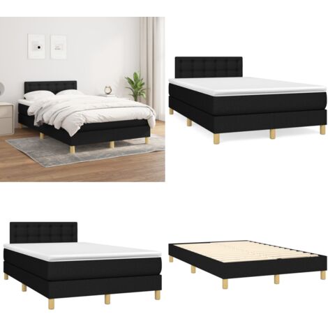 Cama box spring con colchón tela negro 120x200 cm - Colchón de muelles - Cama box spring