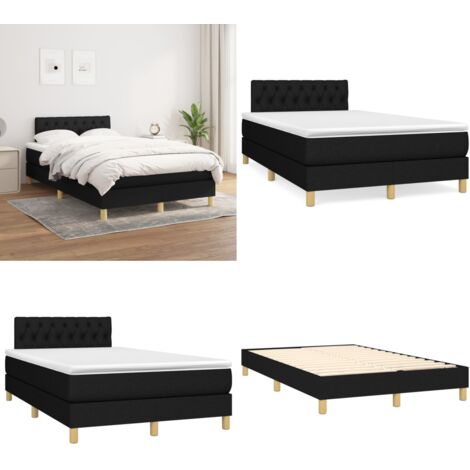 Cama box spring con colchón tela negro 120x200 cm - Colchón de muelles - Cama box spring