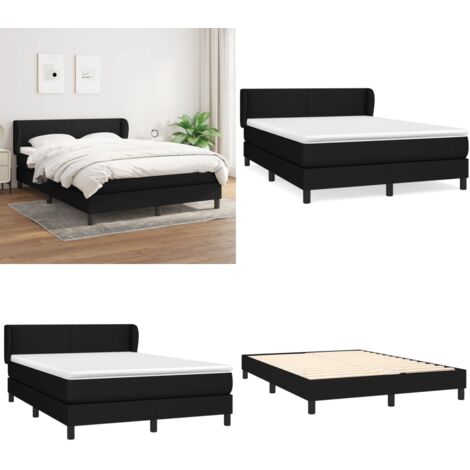 Cama box spring con colchón tela negro 140x200 cm - Colchón de muelles ensacados - Cama box spring