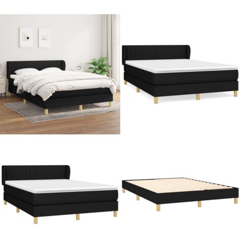 Cama box spring con colchón tela negro 140x200 cm - Colchón de muelles ensacados - Cama box spring