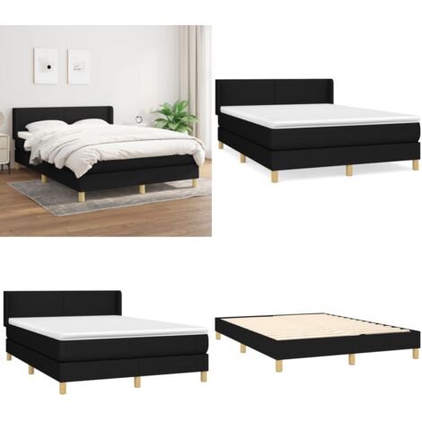 Cama box spring con colchón tela negro 140x200 cm - Colchón de muelles ensacados - Cama box spring