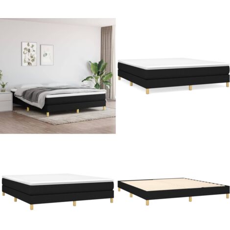 Cama box spring con colchón tela negro 160x200 cm - Colchón de muelles - Cama box spring