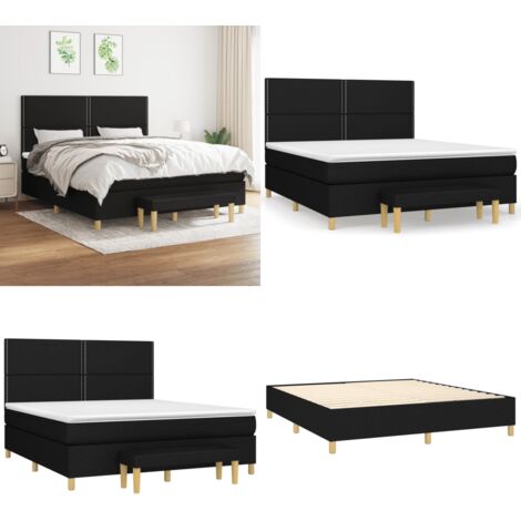 Cama box spring con colchón tela negro 160x200 cm - Colchón de muelles ensacados - Cama box spring