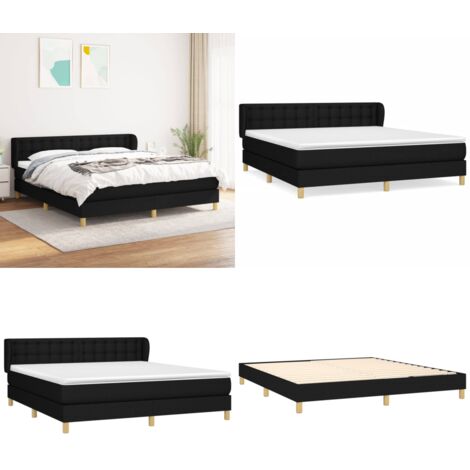 Cama box spring con colchón tela negro 160x200 cm - Colchón de muelles ensacados - Cama box spring